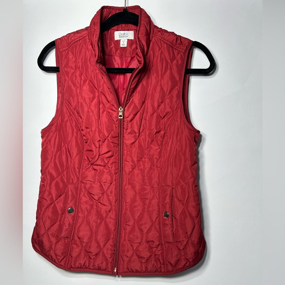 Croft & Barrow Women’s Red Quilted Puffer Vest Zip Front